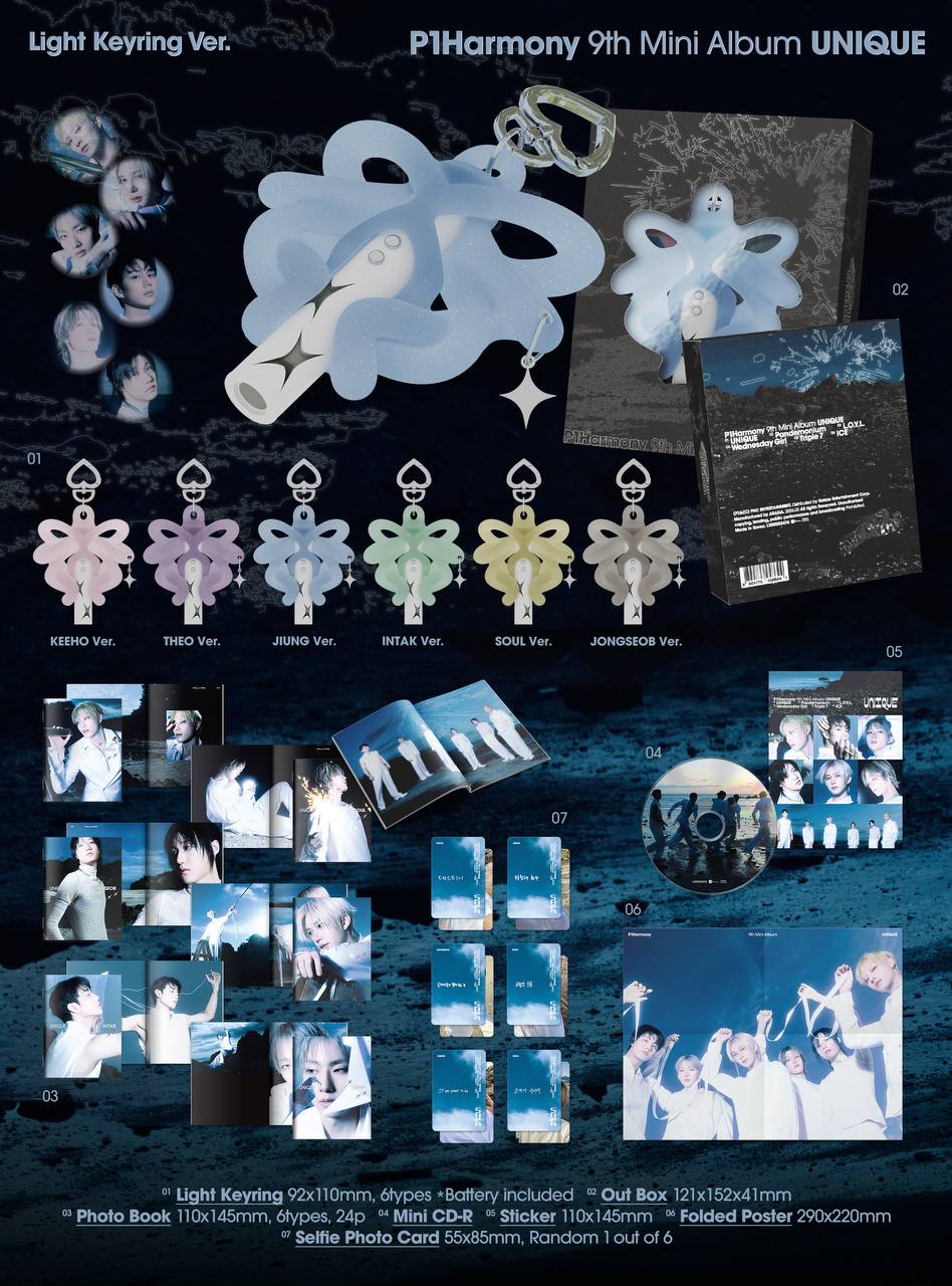 (PRE-ORDER) P1Harmony - 9th Mini Album [UNIQUE] (Light Keyring ver.)