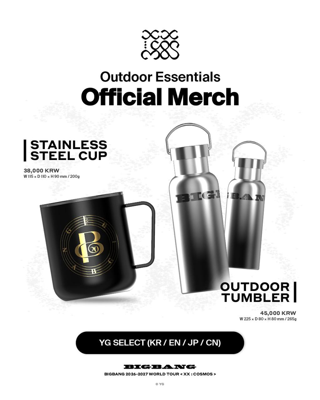 (PRE-ORDER) BIGBANG - 2026-2027 WORLD TOUR [XX : COSMOS] Outdoor Essential Official MD