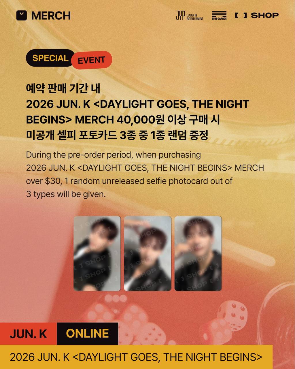 (PRE-ORDER) 2PM JUN. K - [DAYLIGHT GOES, THE NIGHT BEGINS] Official MD
