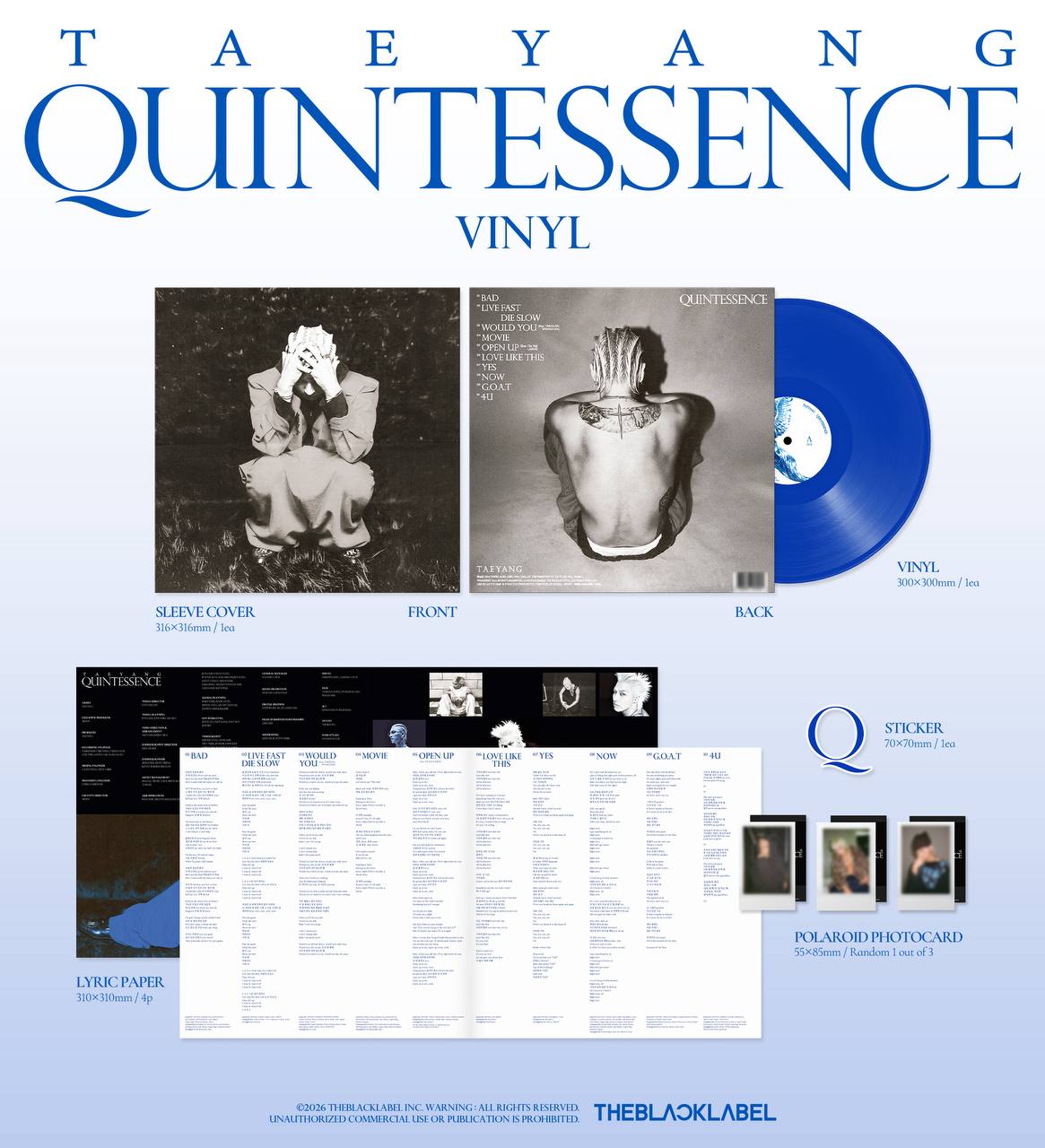(PRE-ORDER) BIGBANG TAEYANG - [QUINTESSENCE] (VINYL)